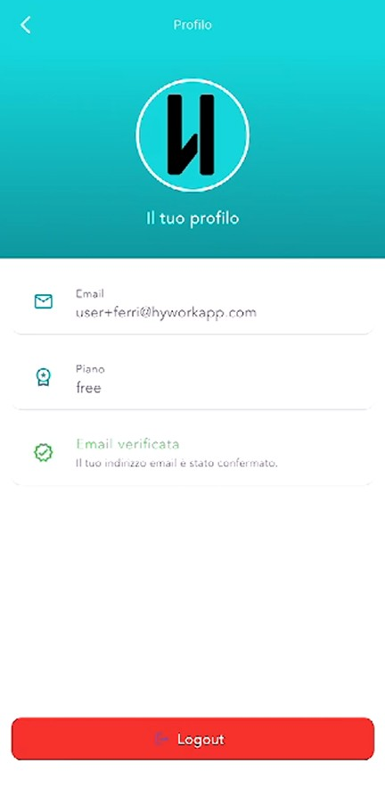 La schermata Profilo dell'app Lavoratore